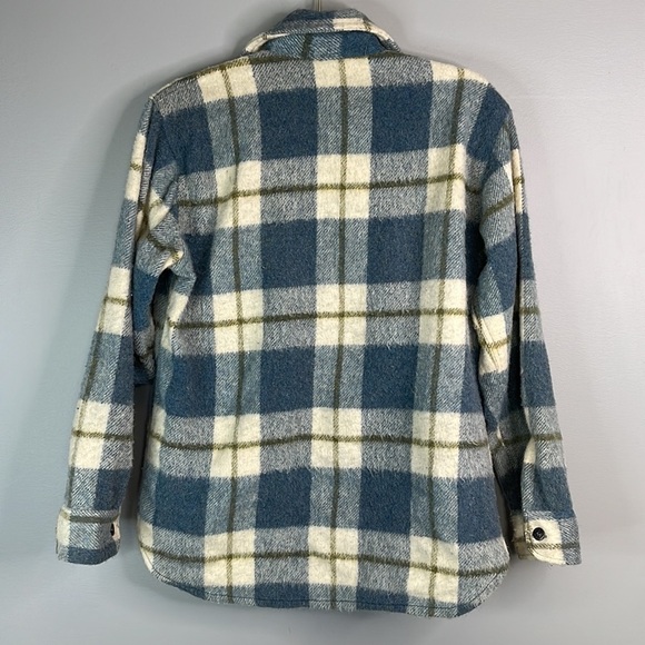 VINTAGE Unisex Blue Plaid Shacket Jacket Wool Mohair Blend Size XS/S *As  Is* - Picture 6 of 10